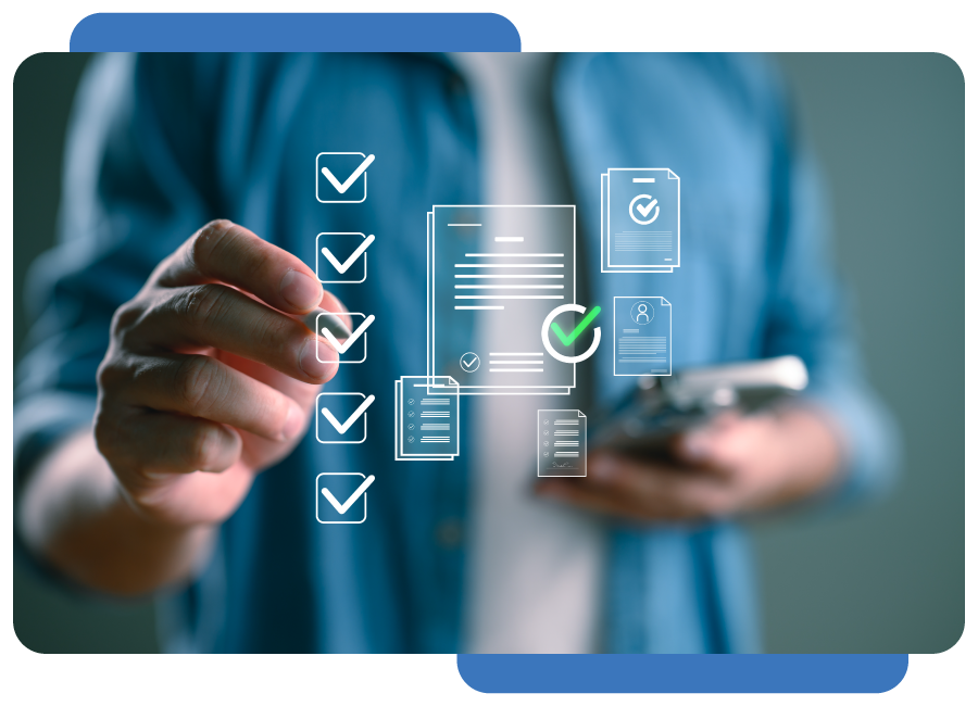 Businessman working with sign of the top service Quality assurance, Guarantee, Standards, ISO certification and standardization concept, Quality management with Quality Assurance and Quality Control
